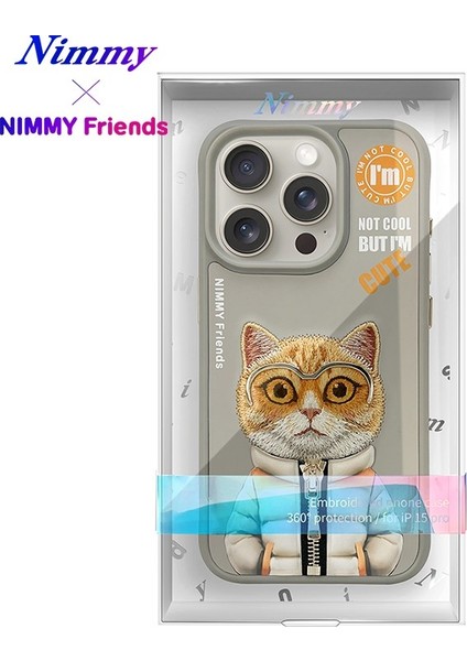 iPhone 15 Pro Uyumlu 3D Gözlük Fermuar Hipster Kedi Nakış İşlemeli Kabartmalı Cool Cute Kılıf indirimleri