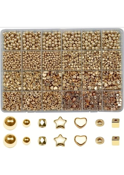 Dev Gold Plastik Yuvarlak ve Şekilli Ara Aparat Boncuk Bileklik Kolye Takı Yapım Malzemeleri