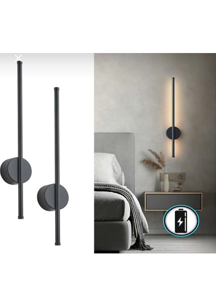 Siyah 70cm Tak Çalıştır Duvar Aplikası, 3000K Günışığı, Pil Dahil, Metal, G9 Duy fiyatları