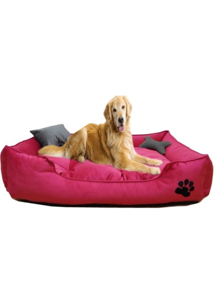 Ultrasoft Büyük Irk Köpek Yatağı Yıkanabilir Yüksek Kaliteli Kumaş Pati Işlemeli