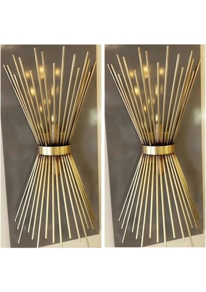 Modern ahşap duvar aplikleri, 2'li set, sarı renk, Pilsiz, şık dekorasyon öğesi