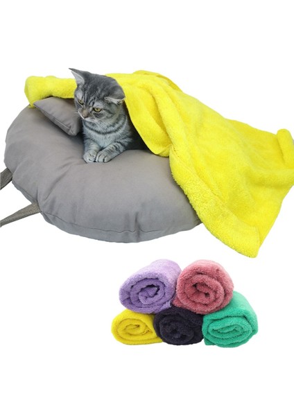 Pelüş Kedi Köpek Yatağı Battaniyesi Evcil Kedi Minderi Kedi Evi Kulübesi Matı Örtüsü 90X60CM
