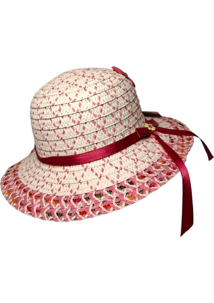 2-6 Yaş Kız Çocuk Pembe Renk Fiyonk ve Çiçek Figürlü Merserize Yazlık Şapka fiyatları