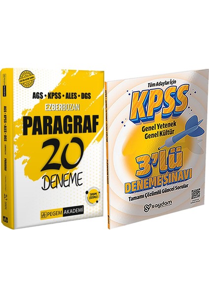 2026 Ags Kpss Ales Dgs Ezberbozan Paragraf 20 Deneme + 3 Deneme Hediye