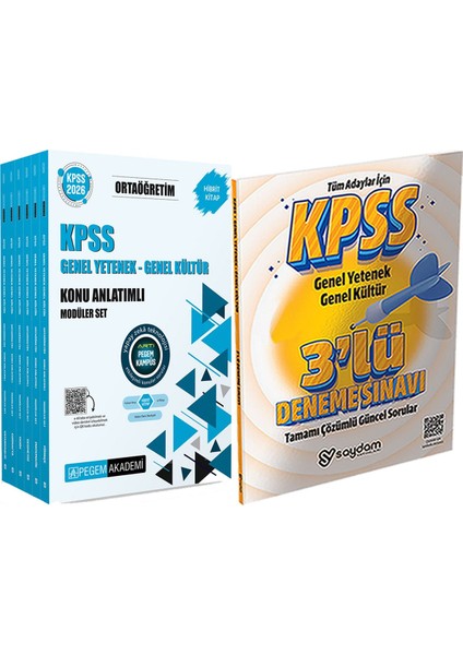 2026 Kpss Ortaöğretim Konu Modüler Set Genel Yetenek Genel Kültür (6 Kitap) + 3 Deneme Hediye