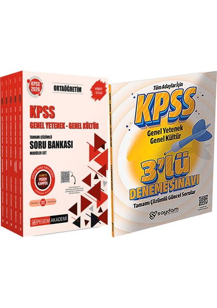 2026 Kpss Ortaöğretim Soru Modüler Set Genel Yetenek Genel Kültür Çözümlü (5 Kitap) + 3 Deneme Hediye