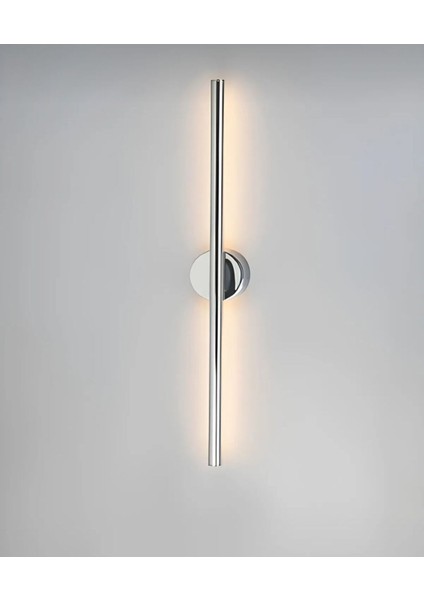 Modern Krom LED Duvar Aplik, Şık Tasarım, 60 cm, Alüminyum, E14, Gri