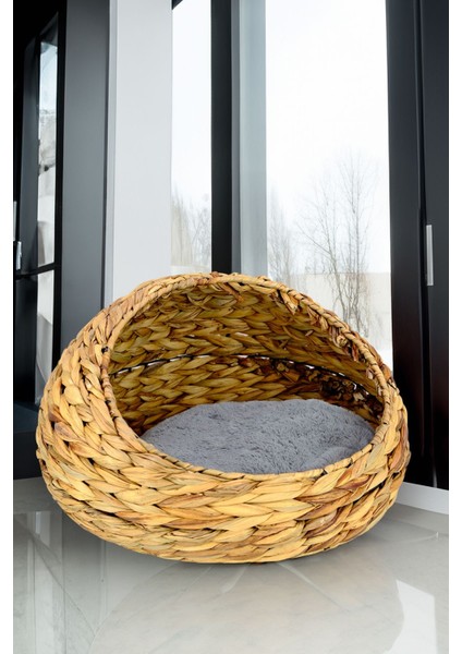 Hasır Kedi ve Köpek Yatağı Iç Minderli 48 cm Kahverengi - CL-4034 C1-1-121 fırsatları