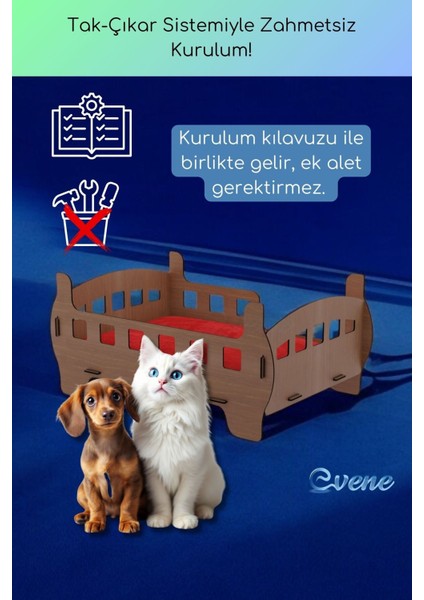 Büyük Kedi Yatağı Dekoratif Ahşap Dayanıklı Ceviz Renk Beşik Karyola Model modelleri