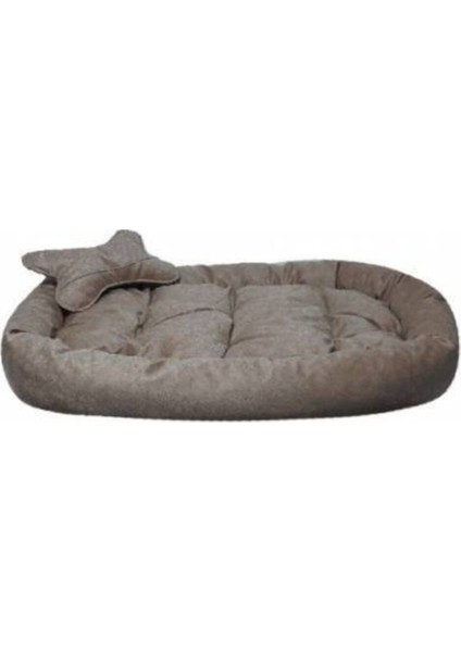 Büyük Boy Köpek Yatağı 80X110 cm - Kemik Yastıklı - Sütlü Kahve - Xxl