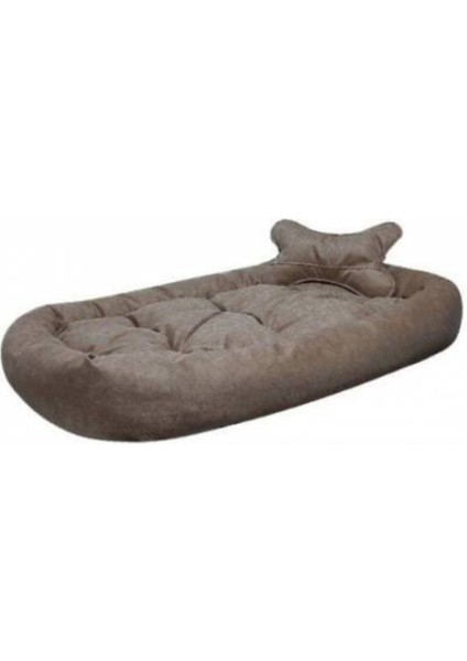 Büyük Boy Köpek Yatağı 80X110 cm - Kemik Yastıklı - Sütlü Kahve - Xxl modelleri