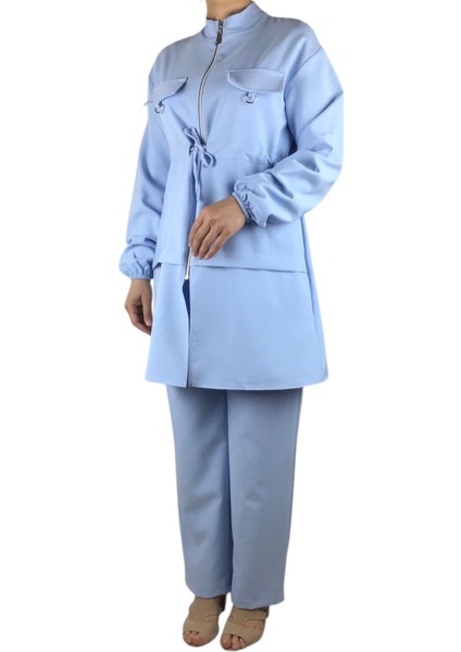 Kadın Tunik Önü Fermuarlı Ipli Kolu Lastikli Pantolon Beli Lastikli Takım fiyatları