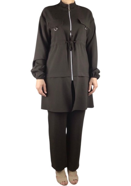 Kadın Tunik Önü Fermuarlı Ipli Kolu Lastikli Pantolon Beli Lastikli Takım fiyatları