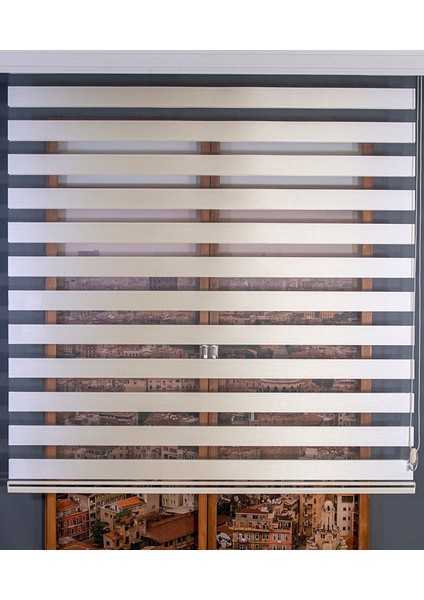 Krem Bambu Zebra Perde