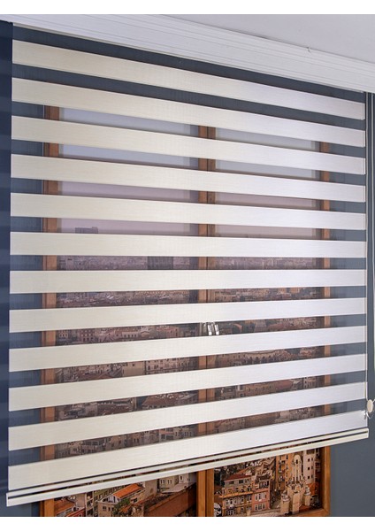 Krem Bambu Zebra Perde