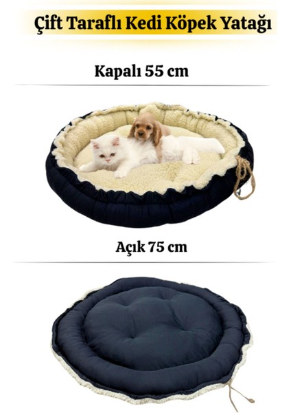 Peluş Dokulu, Çift Taraflı Kullanılabilen, Çok Amaçlı, Yıkanabilir Kedi ve Köpek Yatağı Minderi