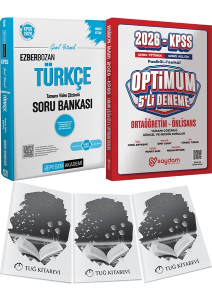 2026 Kpss Genel Yetenek Genel Kültür Ezberbozan Türkçe Video Çözümlü Soru - Optimum 5 Deneme + Hediye