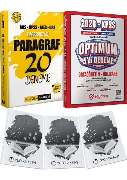 2026 Ags Kpss Ales Dgs Ezberbozan Paragraf 20 Deneme - Optimum 5 Deneme + Hediye