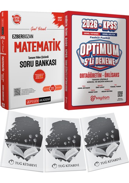 2026 Kpss Genel Yetenek Genel Kültür Ezberbozan Matematik Video Çözümlü Soru - Optimum 5 Deneme + Hediye