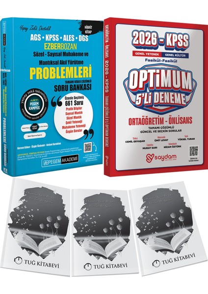 Ezberbozan Sözel Sayısal Muhakeme ve Mantıksal Akıl Yürütme Problemleri Soru - Optimum 5 Deneme + Hediye