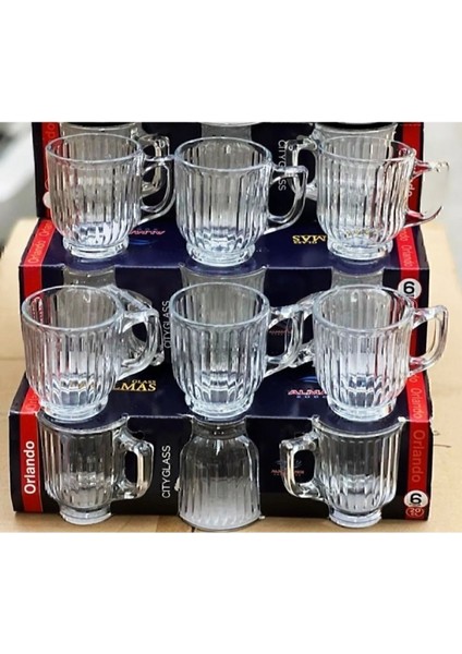 6 Adet Kristal Kulplu 175ML Çay Kahve Bardak Seti Orlando Kupa Kulplu Bardak 6'lı indirimleri