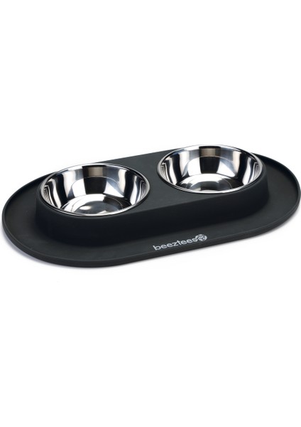 Köpek Ikili Mama ve Su Kabı, Paslanmaz Çelik, 40X24CM, 2X500ML