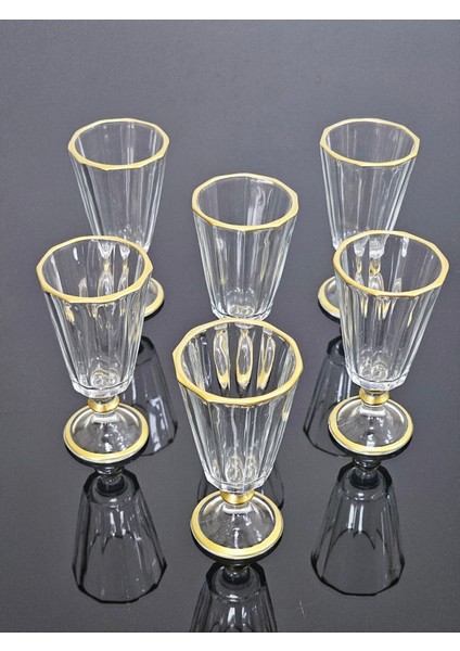 Drem Glass 6'lı Kahve Yanı Flüt Su Bardağı Seti Renkli Gold Yaldızlı modelleri