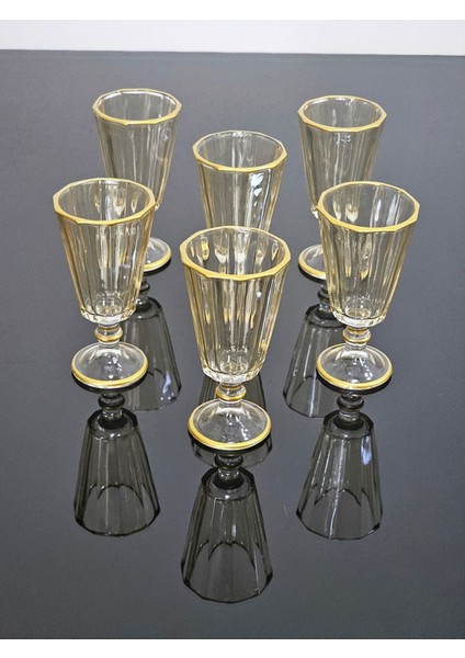 Drem Glass 6'lı Kahve Yanı Flüt Su Bardağı Seti Renkli Bal