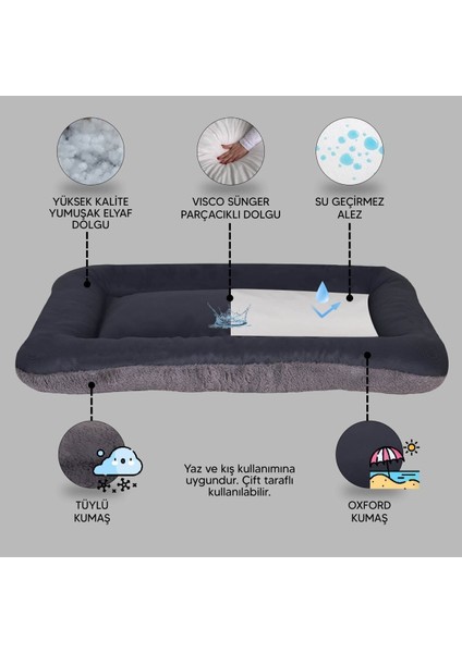 Sally, %100 Su Geçirmez Alezli, Çift Taraflı, Dört Mevsim Kullanılabilen Kedi ve Köpek Yatağı indirimleri