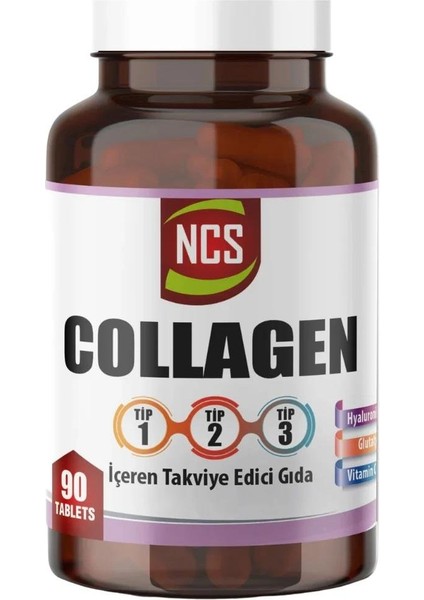 Kollajen Tip 1-2-3 Glutatyon Hyaluronic Asit C ve D Vitamini 180 Tablet