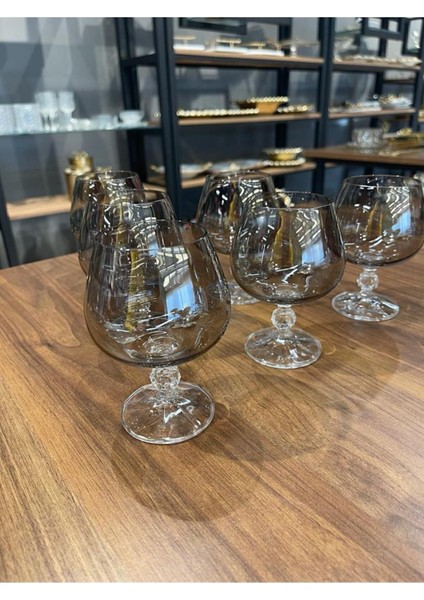 Okyay Home Bohemia Crystal Bohemia 6 Lı 250 cc Kristal Kahve Yanı Su Bardağı Füme modelleri