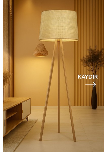 Doğal Rattan Hasır Ahşap Lambader