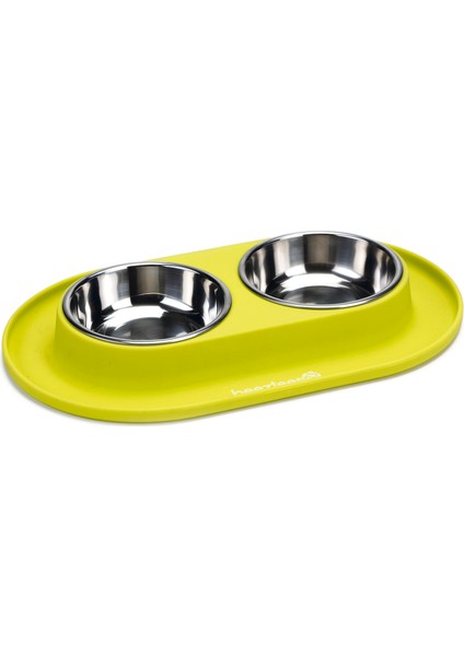 Köpek Ikili Mama ve Su Kabı, Paslanmaz Çelik, 31X19CM, 2X125ML