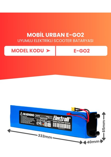 Mobil Urban E-Go2 Batarya (Yüksek Kapasite) 36V 7.800MAH Pil Elektrikli Scooter Bataryası fiyatları