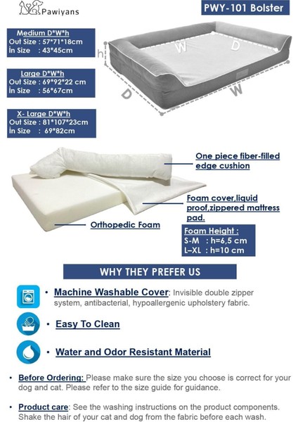 Yumuşak, kılıflı, sıvı geçirmez, fermuarlı köpek yatağı, lacivert gri renkli, kutu tasarım