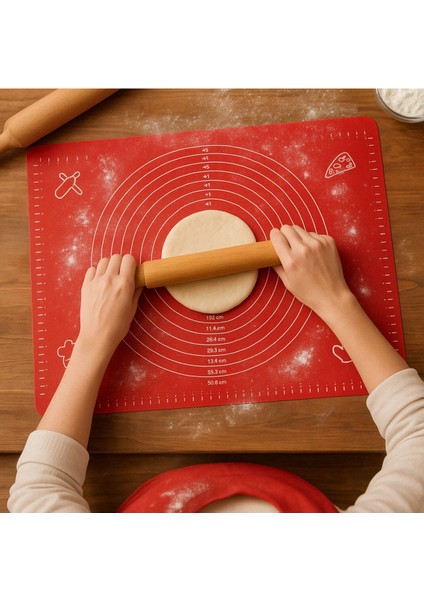 Kırmızı Silikon Hamur Matı, kolay kullanımlı ve hijyenik tasarım, 1 yıl garanti