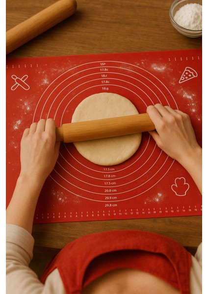 Kırmızı Silikon Hamur Matı, kolay kullanımlı ve hijyenik tasarım, 1 yıl garanti modelleri