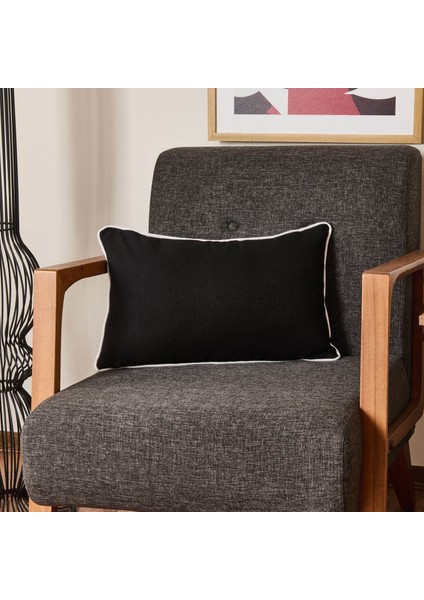 Soft Ethnic Biyeli Kırlent - Siyah - 30x50 cm