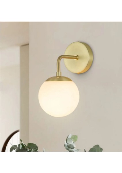 L Model Eskitme Beyaz Glop Camlı Duvar Aplik Elektrikli