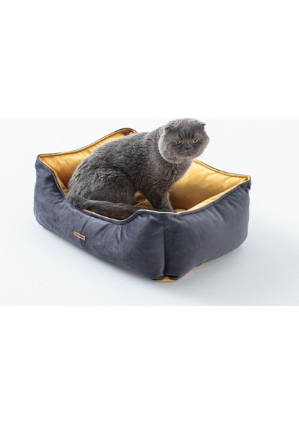Yumuşak Gri Kedi ve Köpek Yatağı, Rahat Uyku Alanı, Yastık Tipi, 25-30 cm