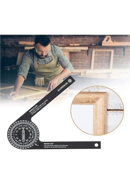 Marangoz 360 ° Gönye Cetvel Tezgah Testere Iletki Gönye Iç Dış Gönye Açı Bulucu Cetvel