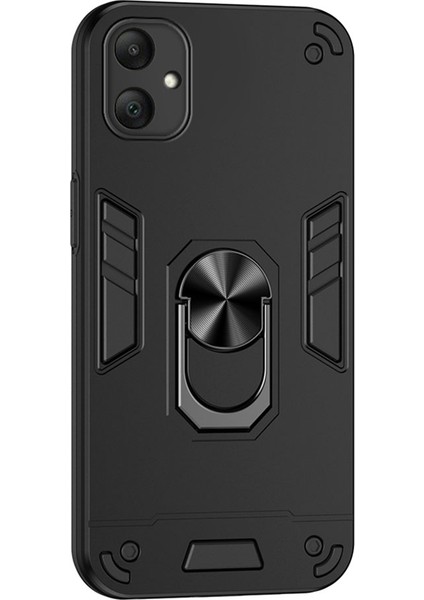Samsung Galaxy A06 5g Kılıf Pc+Tpu Drop Defend Telefon Kılıfı Halkalı Ayaklıklı-Siyah (Yurt Dışından)