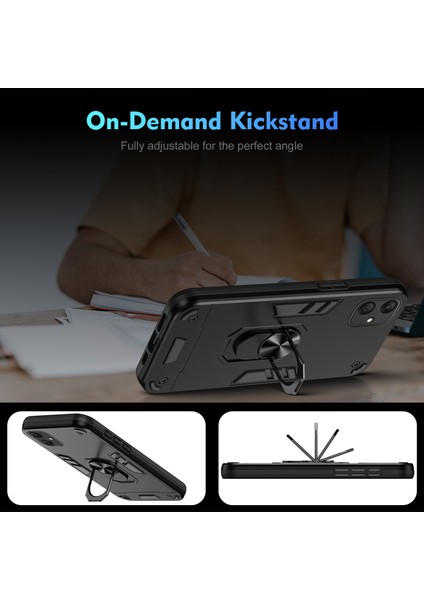 Samsung Galaxy A06 5g Kılıf Pc+Tpu Drop Defend Telefon Kılıfı Halkalı Ayaklıklı-Siyah (Yurt Dışından) indirimleri
