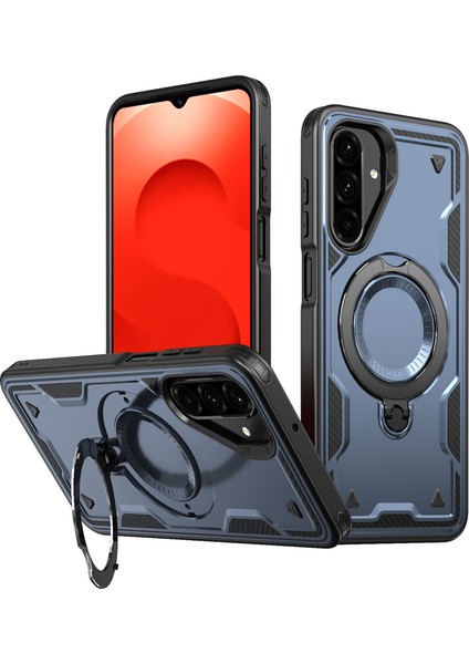 Samsung Galaxy A26 5g Kılıfı Magsafe Askeri Koruma Pc+Tpu Kickstand Telefon Kılıfı-Mavi ile Uyumlu (Yurt Dışından)