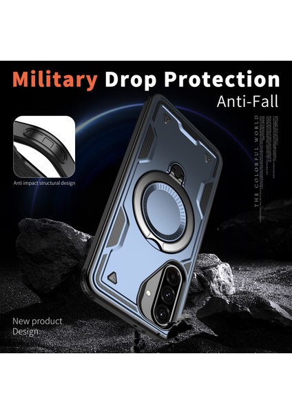 Samsung Galaxy A26 5g Kılıfı Magsafe Askeri Koruma Pc+Tpu Kickstand Telefon Kılıfı-Mavi ile Uyumlu (Yurt Dışından) modelleri