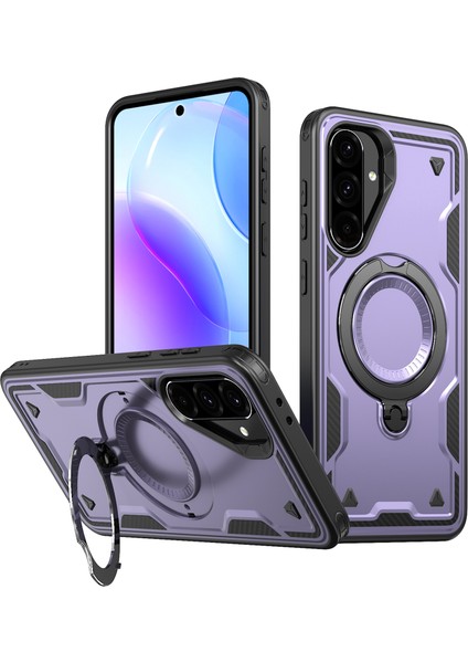 Samsung Galaxy A36 5g Kılıfı Magsafe Askeri Koruma Pc+Tpu Kickstand Telefon Kılıfı-Mor ile Uyumlu (Yurt Dışından)