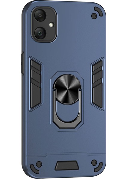 Samsung Galaxy A06 5g Kılıf Pc+Tpu Drop Defend Telefon Kılıfı Halkalı Ayaklı-Mavi (Yurt Dışından)