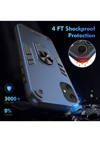 Samsung Galaxy A06 5g Kılıf Pc+Tpu Drop Defend Telefon Kılıfı Halkalı Ayaklı-Mavi (Yurt Dışından) modelleri