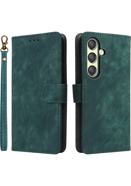 Samsung Galaxy S25+KILIF Cüzdan Rfıd Engelleme Pu Deri Kılıf Görüntüleme Standı-Yeşil (Yurt Dışından)