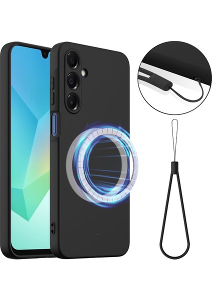 Samsung Galaxy A16 5g/galaxy A16 4g Kılıf Magsafe Anti-Damlamalı Sıvı Silikon Telefon Kılıfı ile Uyumlu-Siyah (Yurt Dışından)